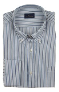 Paul & Shark Cotton Twill Stripe Shirt White-Blue