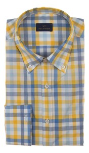 Paul & Shark Cotton Zephir Check Shirt Overhemd Wit - Licht Blauw