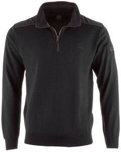Paul & Shark Fine Leather Contrasts Trui Zwart