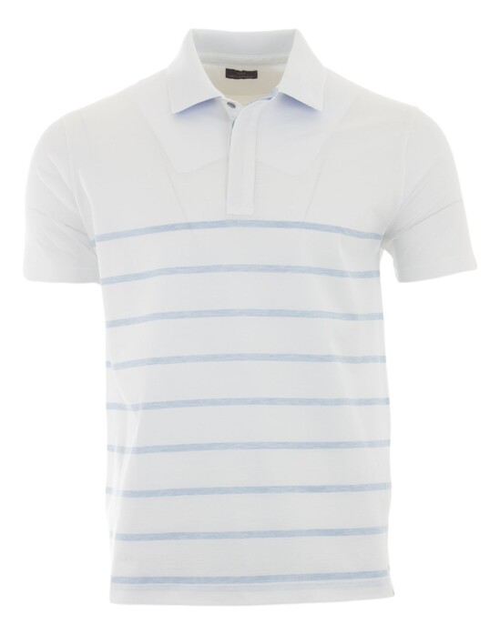 Paul & Shark Fine Piqué Cotton Polo Shirt Linen Details Poloshirt White-Blue