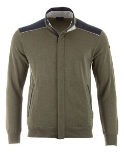 Paul & Shark Fresco Full Zip Linen Trimmings Cardigan Olive