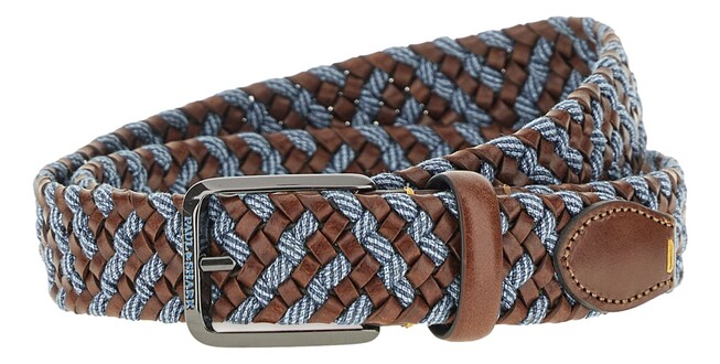 Paul & Shark Leather Trimmed Woven Belt Licht Blauw - Bordeaux