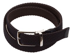 Paul & Shark Leather Trimmed Woven Reversible Elastic Belt Blue-Brown