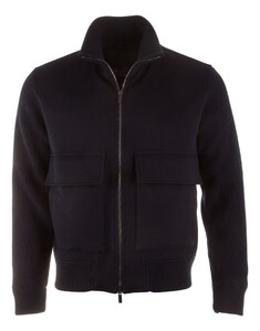 Paul & Shark Loropiana Cashmere Wool Full Zip Hybrid Jack Donker Blauw