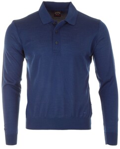 Paul & Shark Merino Extrafine Button Collar Trui Kobalt Blauw