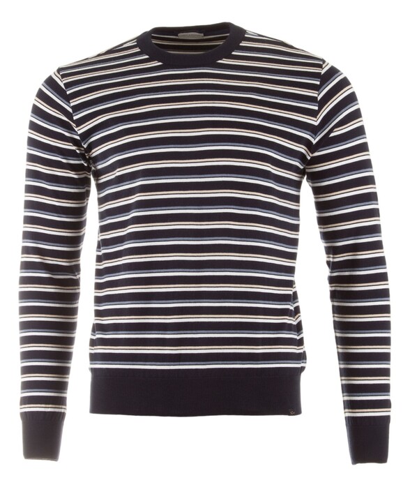 Paul & Shark Pima Riviera Stripe Crewneck Trui Navy
