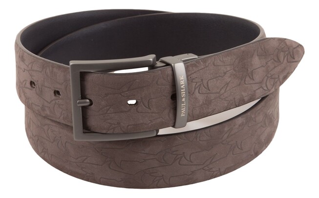 Paul & Shark Reversible Sharks Leather Belt Military Green - Blue