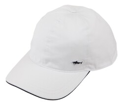 Paul & Shark Shark Badge Cotton Baseball Cap White
