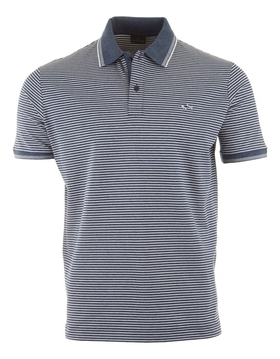 Paul & Shark Shark Badge Jaspe Cotton Pique Polo Shirt Ensign Blue