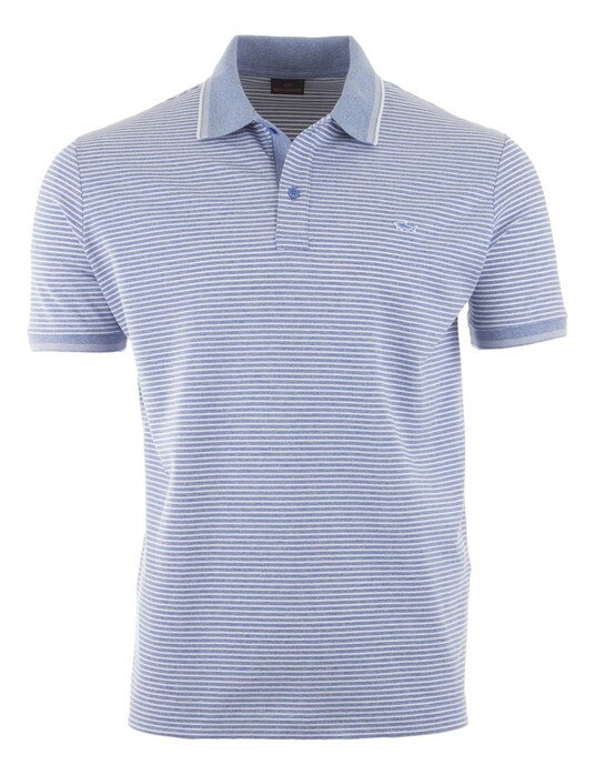Paul & Shark Shark Badge Jaspe Cotton Pique Polo Shirt Forever Blue