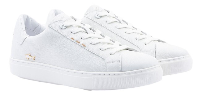 Paul & Shark Shark Icon Tumbled Leather Sneakers Schoenen Wit