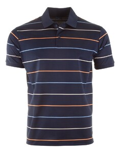 Paul & Shark Shark Tag Double Mercerised Jersey Stripe Polo Blauw