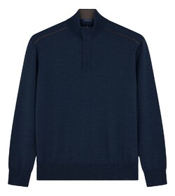 Paul & Shark Shark Tag Merino Extrafine Half Zip Trui Donker Blauw