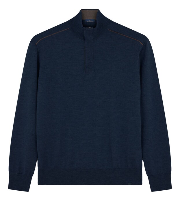 Paul & Shark Shark Tag Merino Extrafine Half Zip Trui Donker Blauw