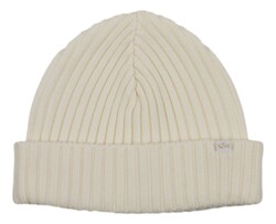 Paul & Shark Shark Tag Soft Cool Touch Wool Beanie Muts Off White