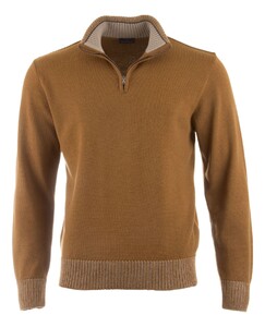 Paul & Shark Shark Tag Soft Cool Touch Wool Half Zip Trui Tabacco