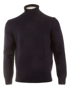 Paul & Shark Shark Tag Soft Cool Touch Wool Turtleneck Trui Donker Blauw