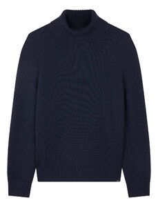 Paul & Shark Shark Tag Soft Cool Touch Wool Turtleneck Trui Donker Blauw