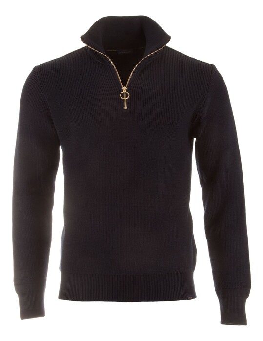 Paul & Shark Shark Tag Tech Wool Half Zip Trui Blue Nights