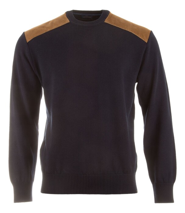 Paul & Shark Shark Tag Velvet Soft Cool Touch Wool Crewneck Trui Donker Blauw