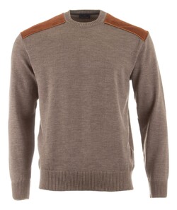 Paul & Shark Shark Tag Velvet Soft Cool Touch Wool Crewneck Trui Driftwood