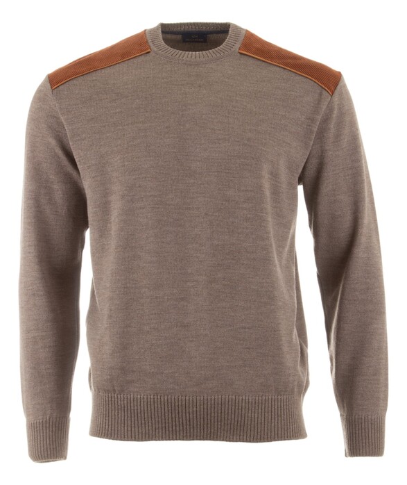 Paul & Shark Shark Tag Velvet Soft Cool Touch Wool Crewneck Trui Driftwood