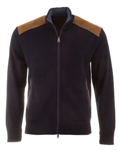 Paul & Shark Shark Tag Velvet Soft Cool Touch Wool Full Zip Cardigan Dark Evening Blue
