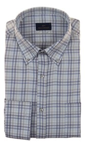 Paul & Shark Silver Collection Check Cotton Twill Overhemd Wit-Blauw