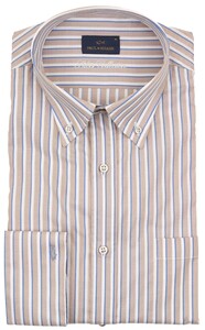 Paul & Shark Silver Collection Doppia Stripe Shirt Sand-Navy