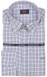 Paul & Shark Silver Collection Satin Check Shirt Blue