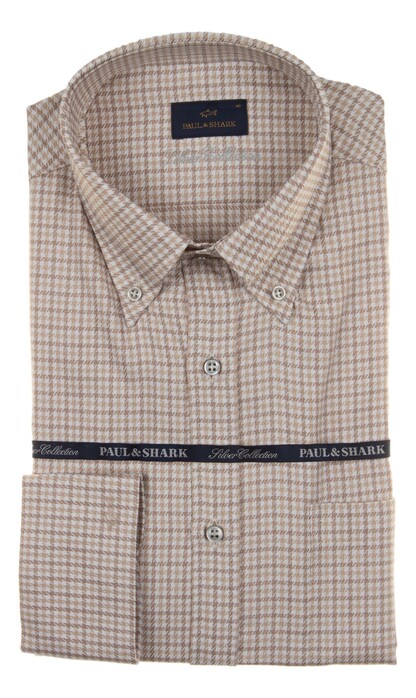 Paul & Shark Silver Collection Texture Cotton Shirt Overhemd Wit-Beige