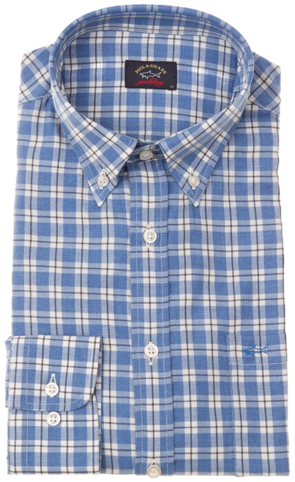 Paul & Shark Soft Flannel Check Overhemd Blauw