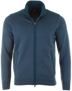 Paul & Shark Soft Merino Zipper Cardigan Mid Blue
