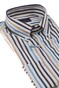 Paul & Shark Soft Touch Cotton Poplin Stripe Shirt Overhemd Wit-Blauw-Bruin