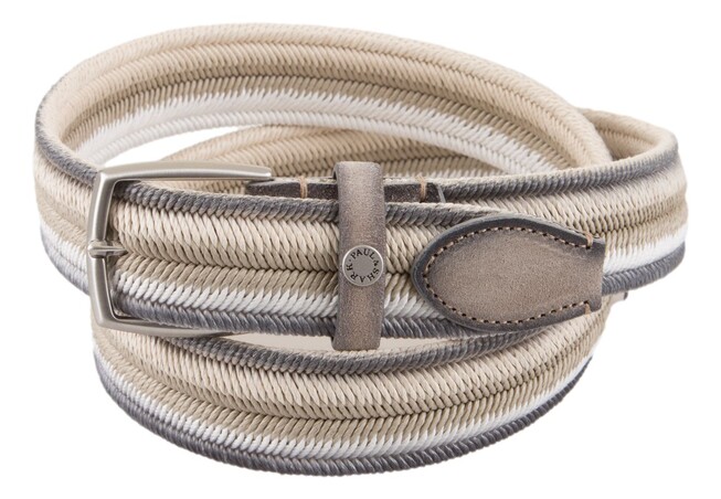 Paul & Shark Suede Trimmed Striped Elastic Belt Brown