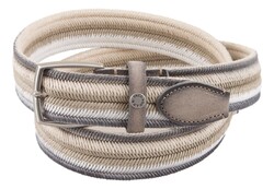 Paul & Shark Suede Trimmed Striped Elastic Belt Riem Bruin