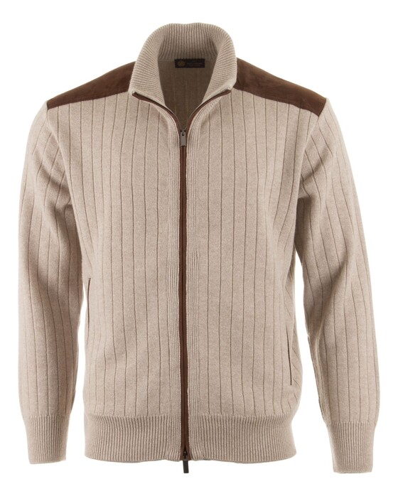 Paul & Shark Suede Wool Cashmere Full Zip Vest Beige