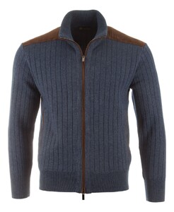 Paul & Shark Suede Wool Cashmere Full Zip Vest Mood Indigo