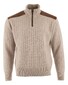 Paul & Shark Suede Wool Cashmere Half Zip Trui Beige