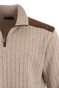 Paul & Shark Suede Wool Cashmere Half Zip Trui Beige