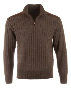 Paul & Shark Suede Wool Cashmere Half Zip Trui Mulch