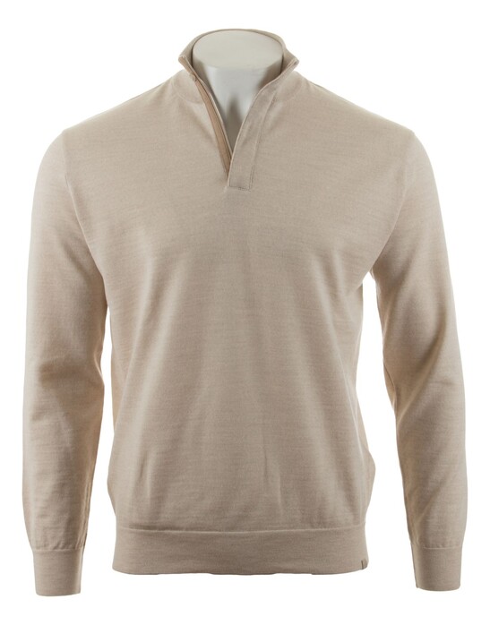 Paul & Shark Summer Wool Half Zip Alcantara Details Trui Almond Milk