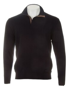 Paul & Shark Summer Wool Half Zip Alcantara Details Trui Donker Blauw