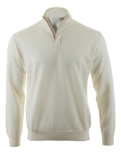 Paul & Shark Summer Wool Half Zip Alcantara Details Trui Snow White