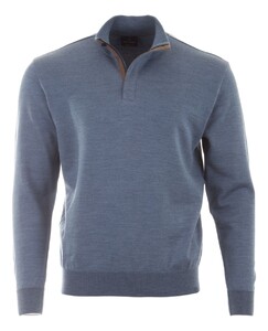 Paul & Shark Summer Wool Half Zip Alcantara Details Trui Vintage Indigo