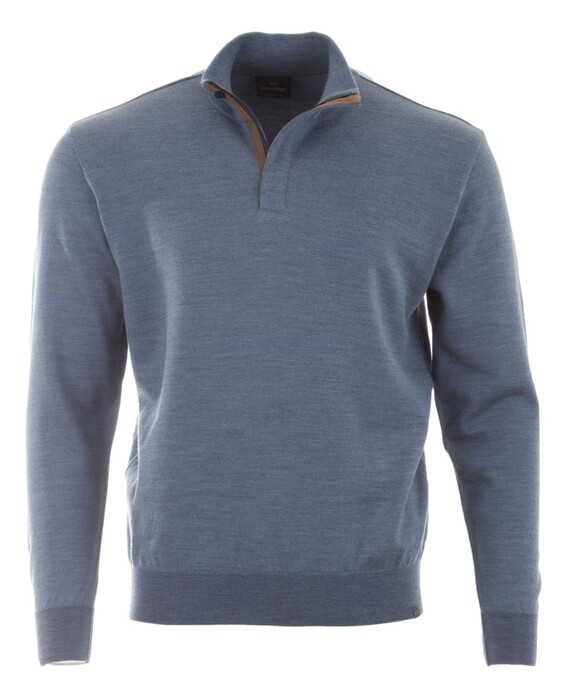 Paul & Shark Summer Wool Half Zip Alcantara Details Trui Vintage Indigo
