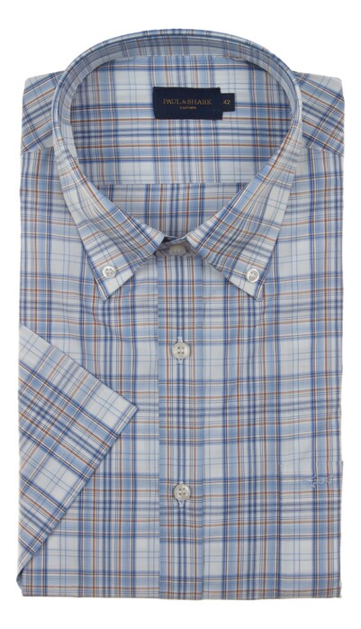 Paul & Shark Supima Cotton Check Overhemd Licht Blauw