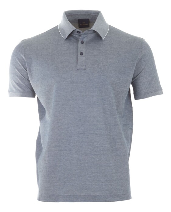 Paul & Shark Two Tone Cotton Piqué Polo Midden Blauw