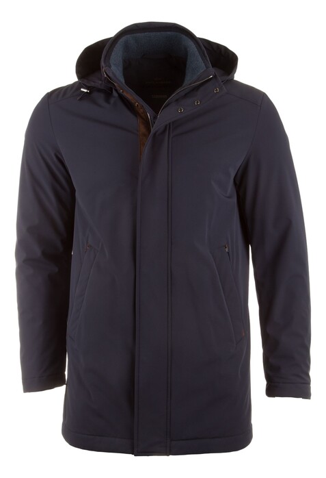Paul & Shark Typhoon Re 4x4 Stretch Carcoat With Suede and Shark Fin Jack Donker Blauw