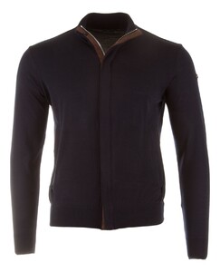 Paul & Shark Wool Full Zip Alcantara Trimmings Vest Navy